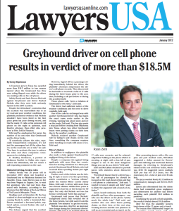 Lawyers USA-Largest Greyhound Verdict